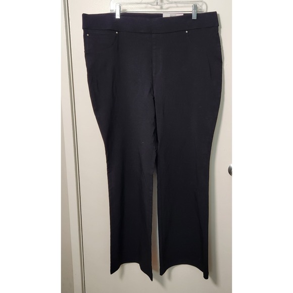 INC International Concepts Pants - INC NWT Women's Black Flare Leg Pull On Pants XXL High Rise Faux Pockets Stretch